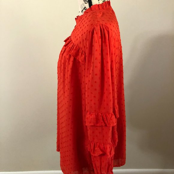 Loft Dot Textured Ruffled Long Sleeve Top Size L NWT. - Picture 4 of 16